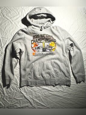 Fanatics 2020 National Championship Clemson vs LSU “Gray” Pullover Hoodie Size L